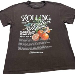 Rolling Loud Miami 2023 Graphic T-Shirt Mens Size Large Brown Travis Scott‎